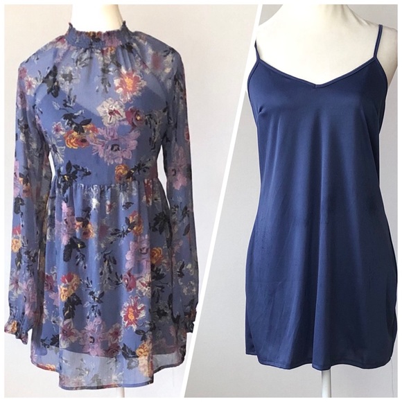 Wonderly Dresses & Skirts - Wonderly Purple High Neck Long Sleeve Boho Mini